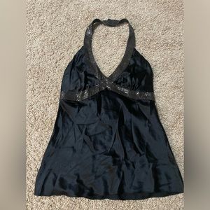 Express silk and chainmail halter top